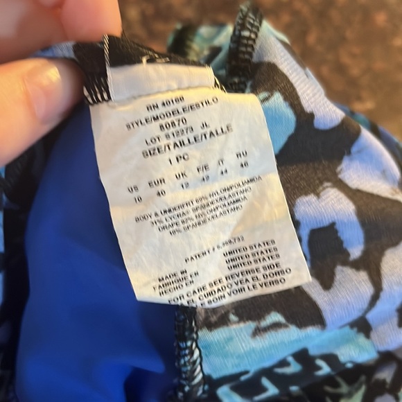 Miraclesuit One Piece Swimsuit padded cups Blue Shimmer Off the Scales sz 10 - Picture 7 of 9